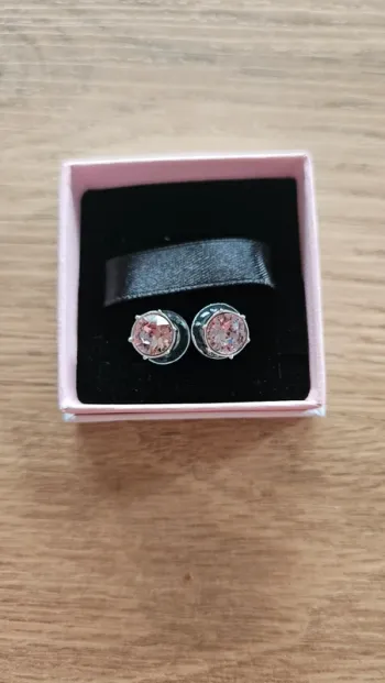 Clous d'oreilles Swarovski officiel, rose er argent
