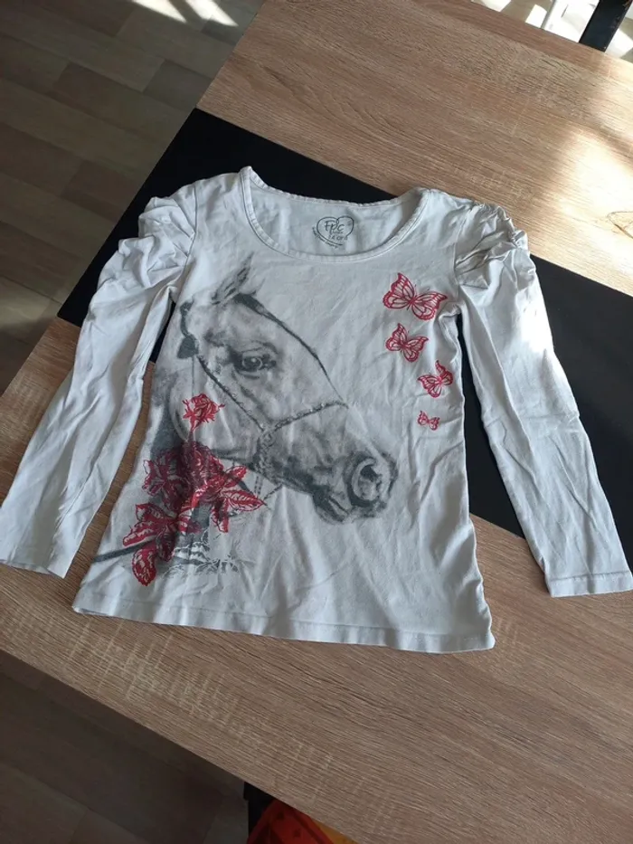 Tee-shirt manches longues blanc 12/14 ans - photo numéro 2