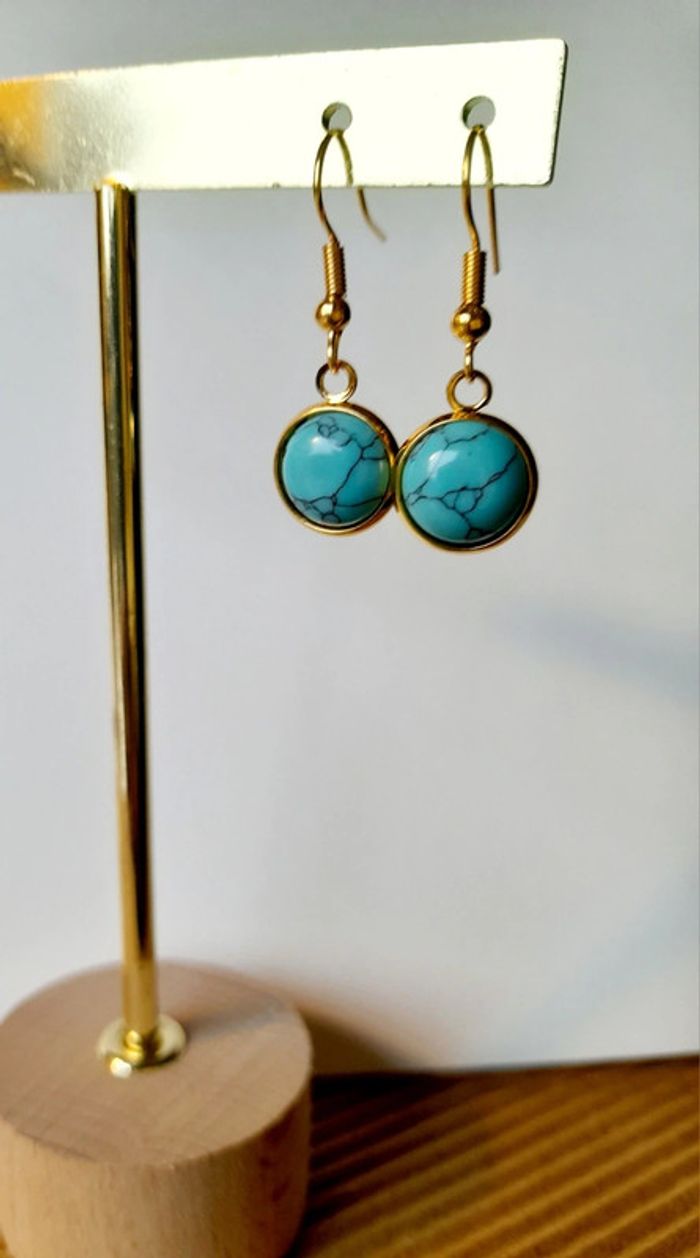 Boucles d'oreilles turquoise - photo numéro 2