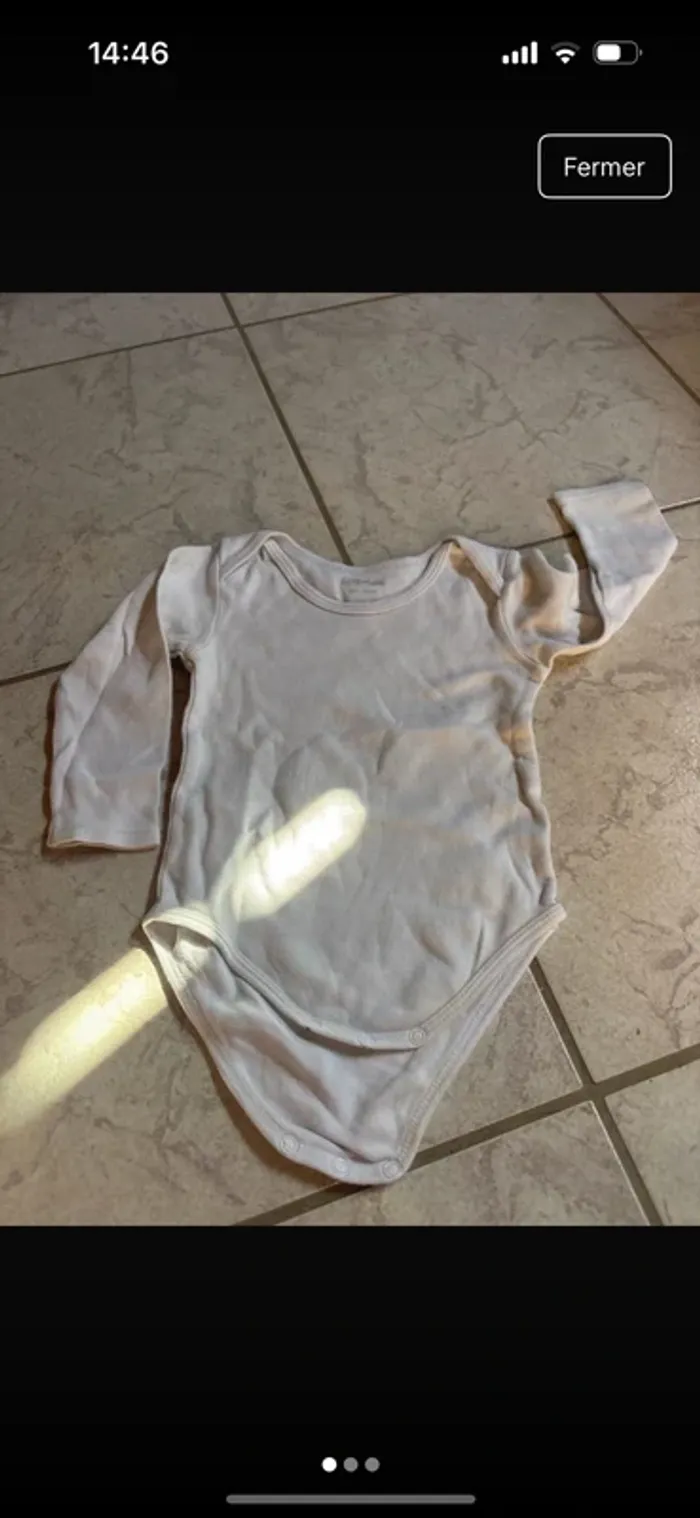 Lot de 2 body bodie à manche longues blanc et rose - photo numéro 2