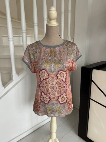 Blouse Promod grise et multicolore à motifs