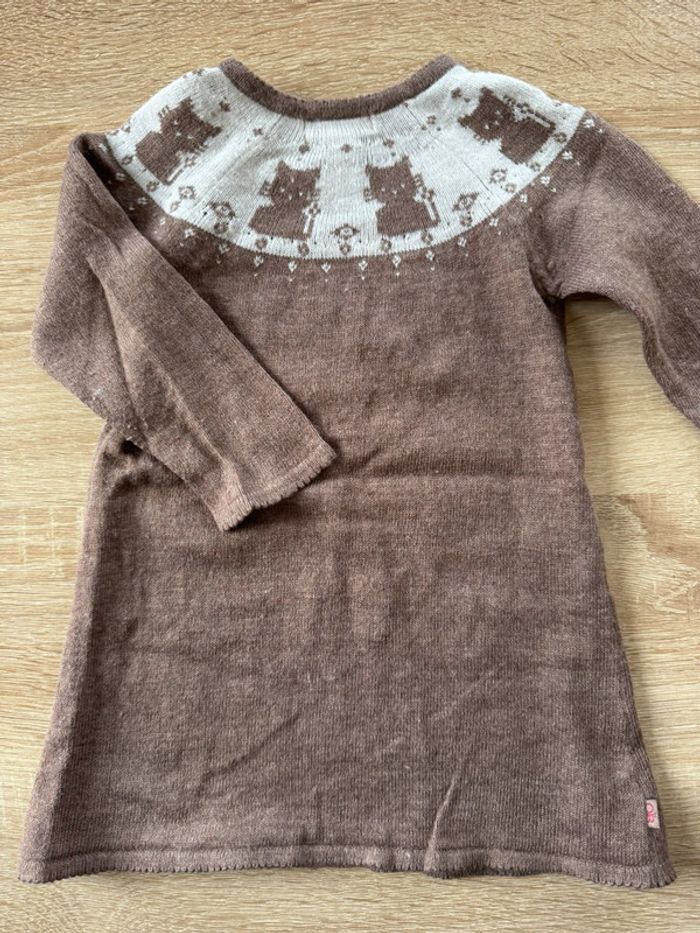 Jolie robe marron motifs chats Obaïbi 6 mois TBE - photo numéro 4