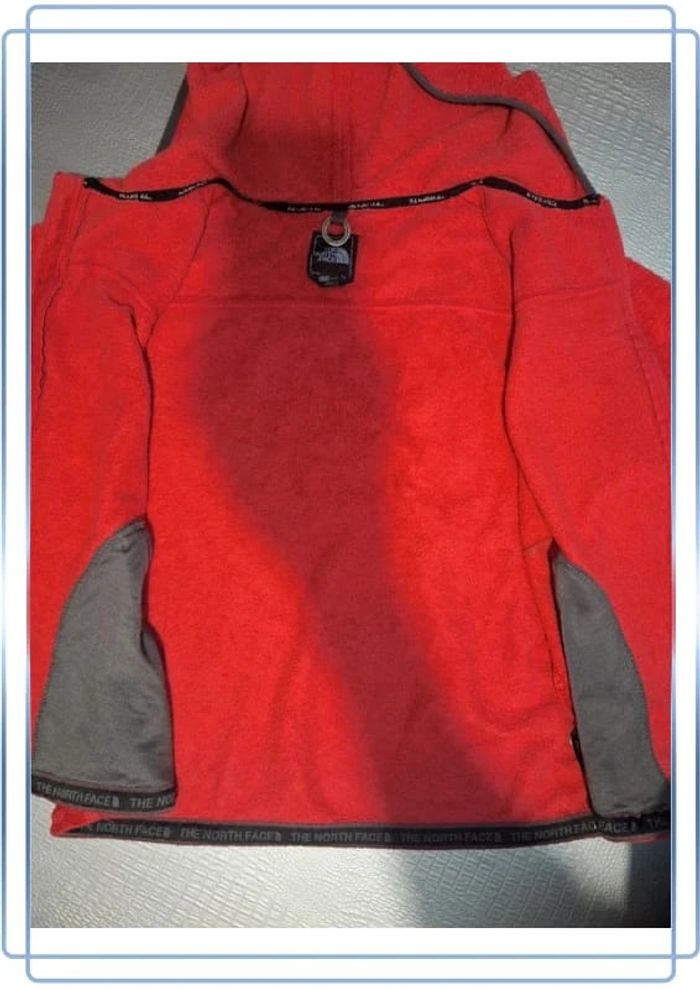 Polaire à capuche full zip the north face rouge et noir - taille XL - femme / logo brodé - photo numéro 12
