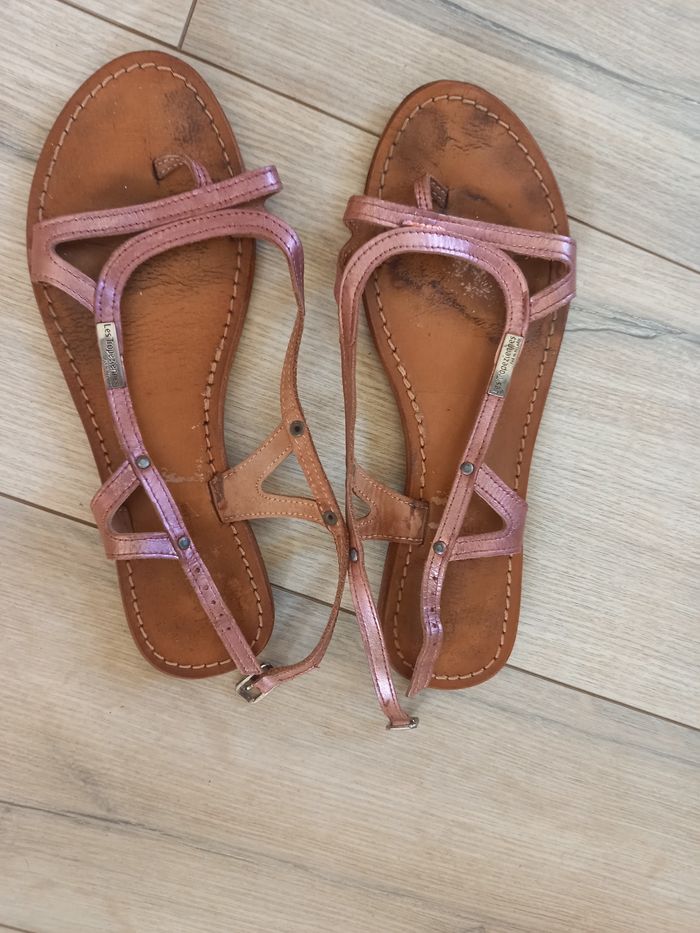 tropeziennes cuir rose métallique - photo numéro 4