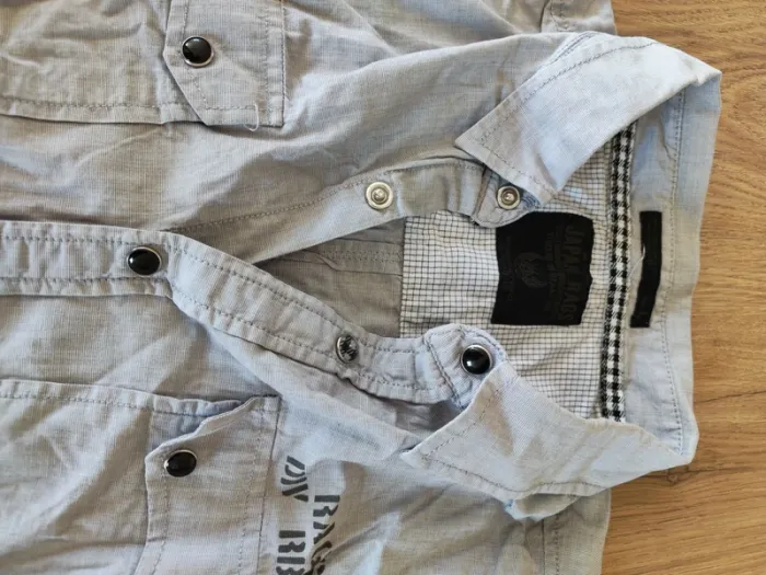 Chemise Japan Rags homme – style militaire – gris à carreaux fins – Taille L - photo numéro 2