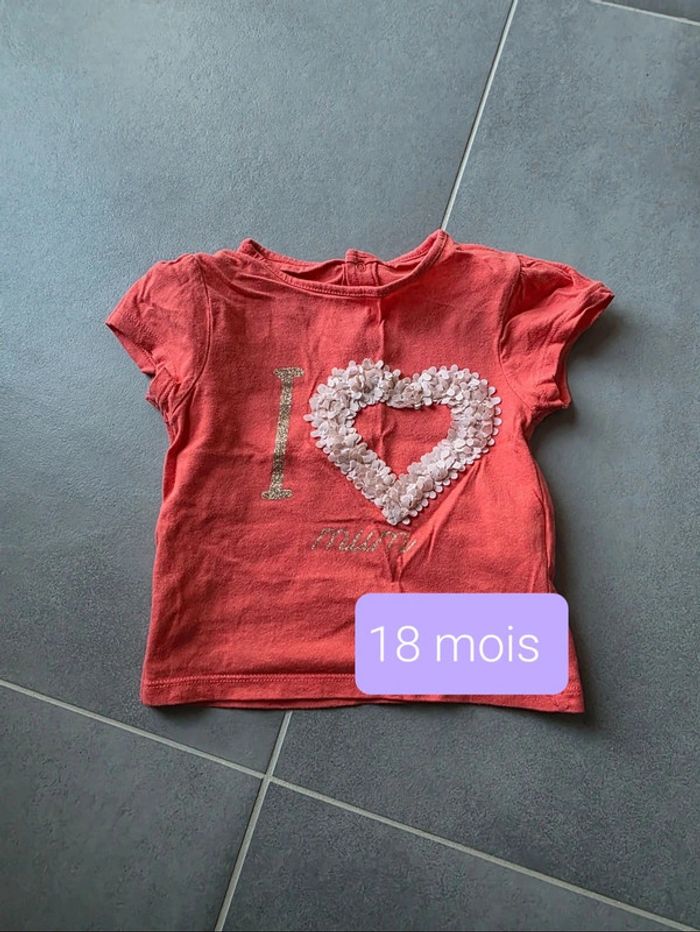 t-shirt manches courtes 18 mois coeur