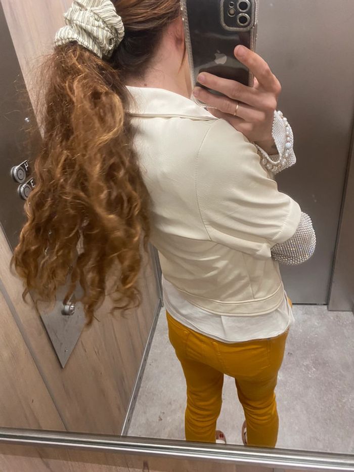 Veste en simili-cuir crème neuve M - photo numéro 9