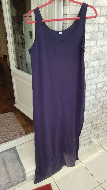 robe tee-shirt bleu marine longue