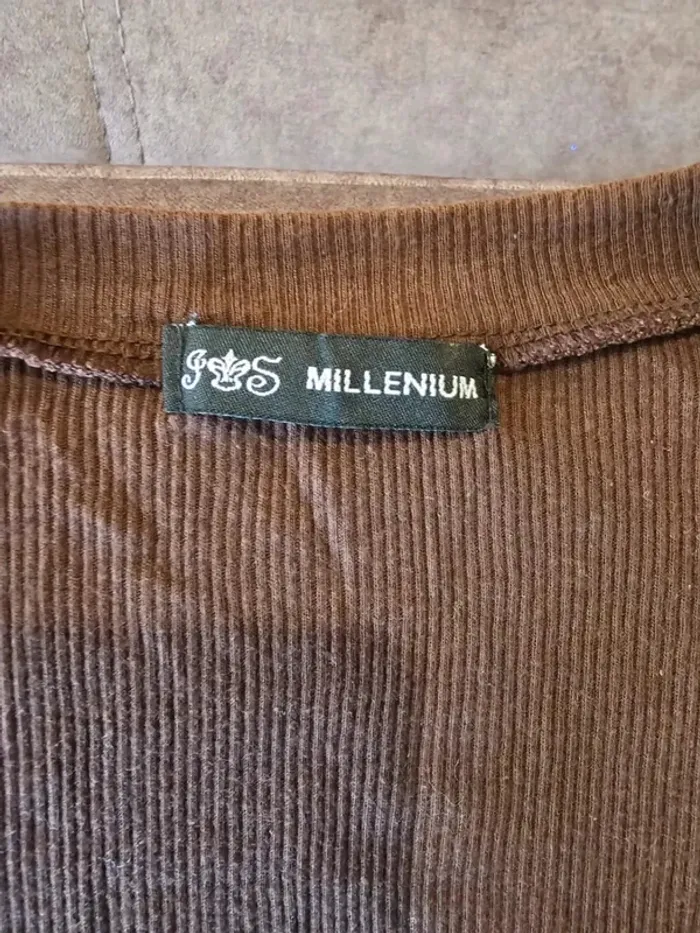 🤎 Cardigan Femme Marron Côtelé Boutonné JS Millenium Manches Courtes - 100% Coton - Taille Unique 🤎 - photo numéro 3