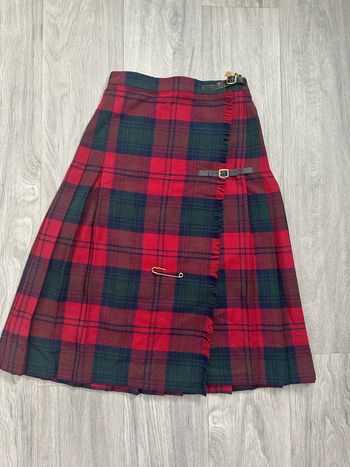 Jupe écossaise tartan en laine rouge et verte C&A Vintage T36 S