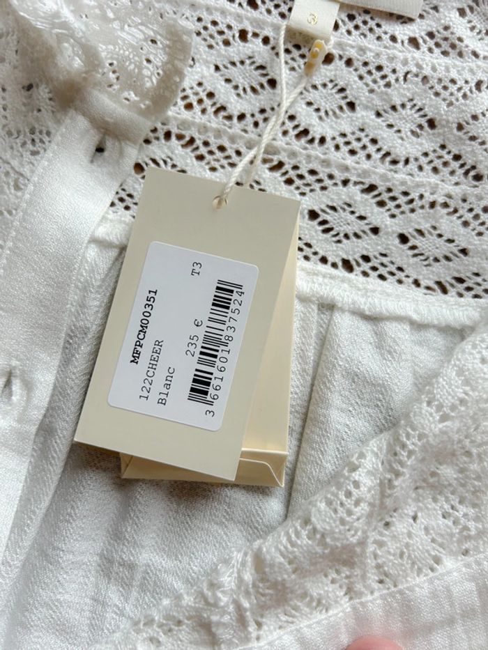 Blouse chemise blanche maje dentelle T3 - photo numéro 7