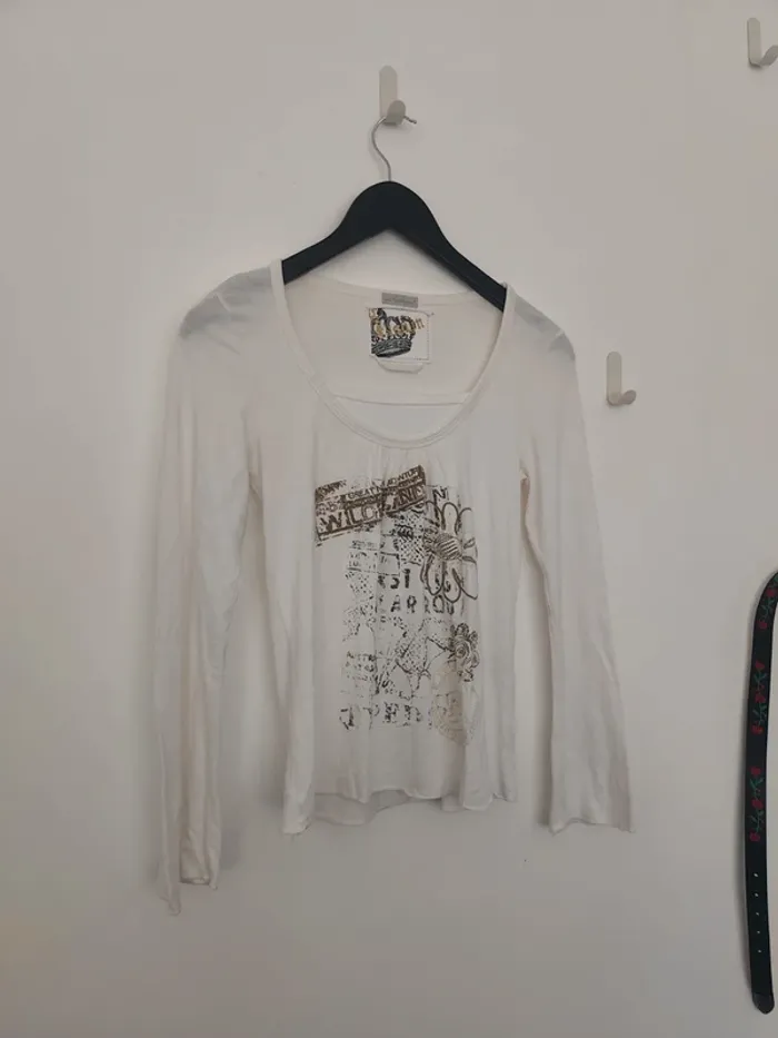 Top blanc crème #top #teeshirt #manches #longues