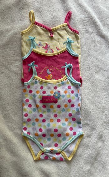 lot 3 bodies petite bretelle avec noeuds bébé 3 mois