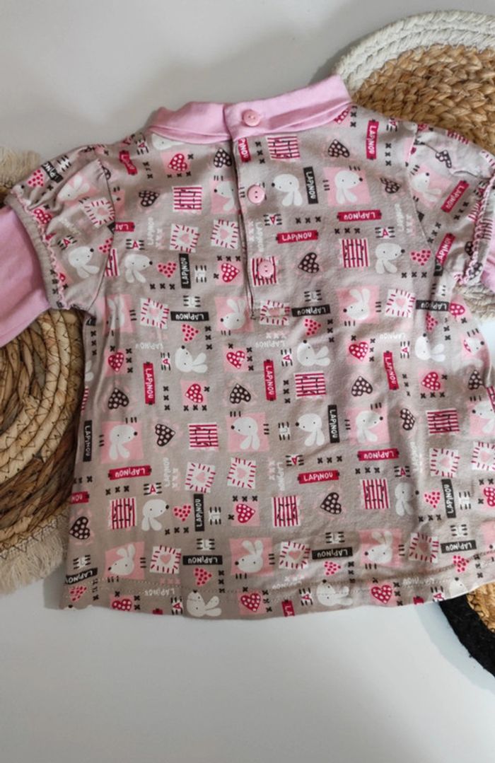 Ensemble bébé fille tee shirt manches longues col roulé sous pull avec pantalon jogging - photo numéro 5