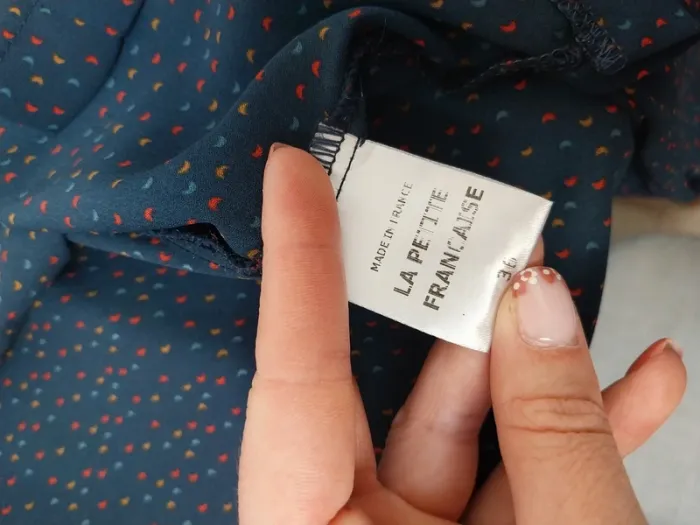 Chemise bleue marine à motifs La Petite Française 36 - photo numéro 3