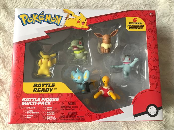 POKEMON 6 Figurines Battle Pikachu, Coupenotte, Lixy, Evoli, Machoc, Caratroc