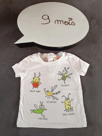 Tee shirt chemise manches courtes Garçon 9 mois animaux Dpam
