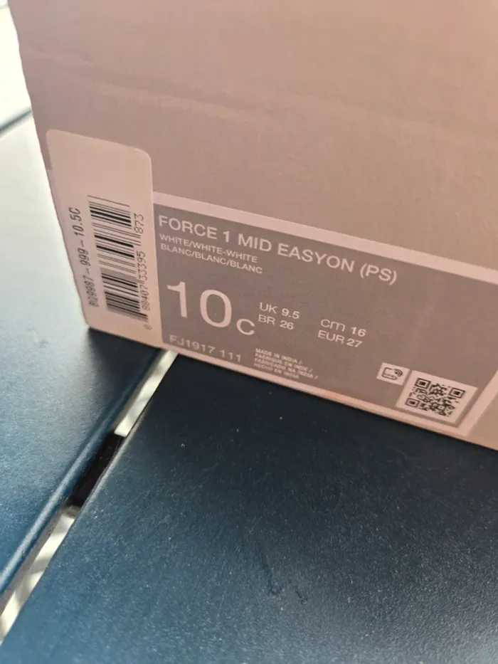 Nike force 1 mid easyon taille 27 neuves blanche - photo numéro 10