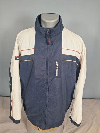 Veste Reebok vintage M bleu blanc style 90s logo brodé rétro (544)