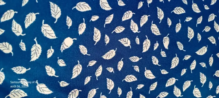 Blouse sans manches fluide col rond motif feuilles bleu femme L - photo numéro 14