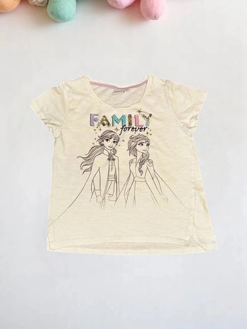 T-shirt Disney Frozen 10 Ans - Motif Family Forever - blanc et Brillant