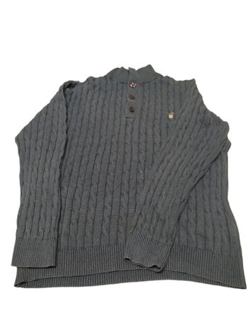 Pull torsadé bleu marine avec boutons - Gant - XXL