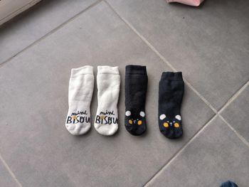 Lot de 2 paires chaussettes chaudes 0/6 mois
