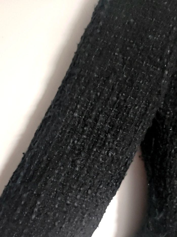 Veste blazer tweed froufrou noir fil argent laine Vintage / Apart - 34/XS ร 36/S - photo numรฉro 9