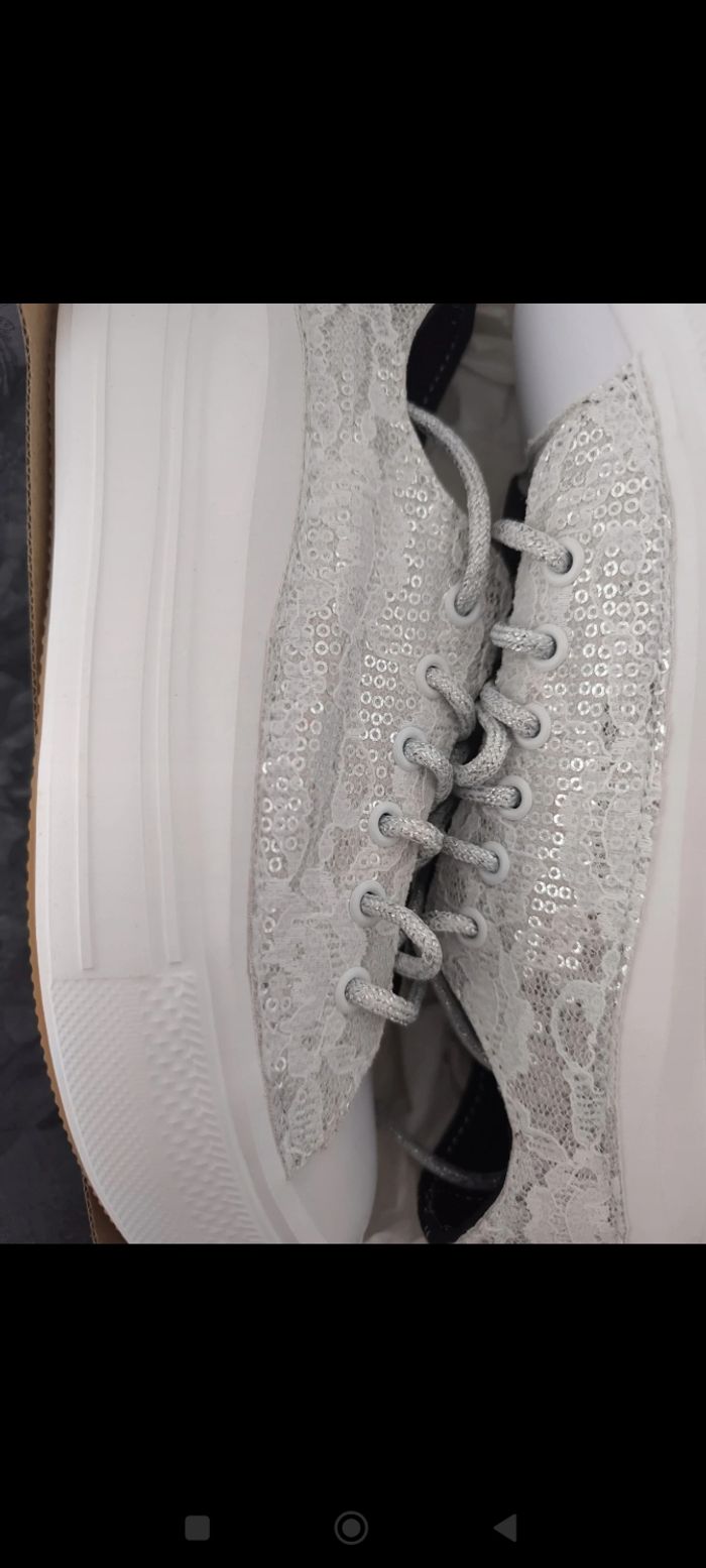 Mimanera Converse T38 dentelles argenté neuves - photo numéro 4