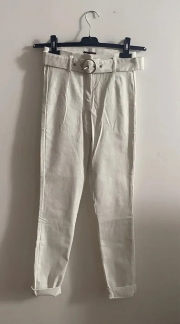 Pantalon slim à rayures - taille haute - photo numéro 3