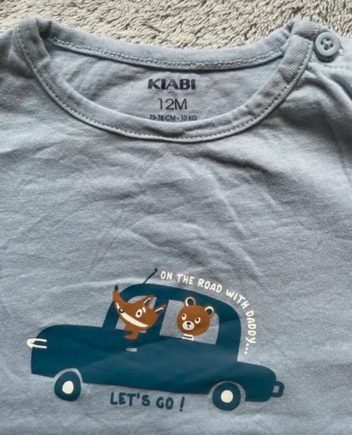 Lot tee shirts manches longues, 12 mois - photo numéro 3