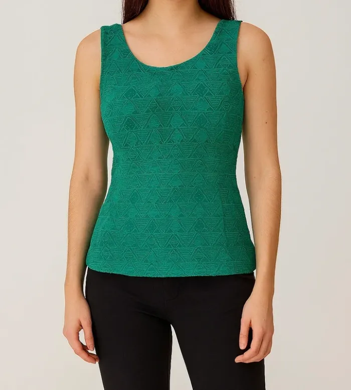 Haut vert texturé ZARA Trafaluc dos ajouré - Taille S - photo numéro 2