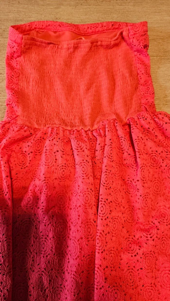 Robe bustier courte, en broderie, corail, My favorite Cache Cache, 34, nickel - photo numéro 7
