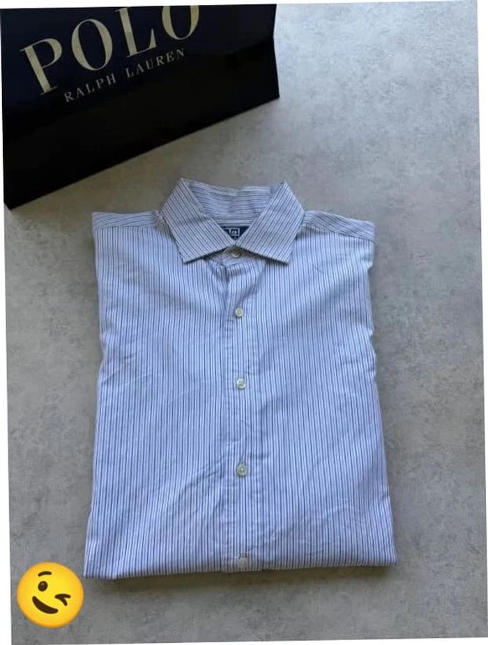 Chemise Ralph Lauren manche longue Taille L bleu Homme Men CHE76