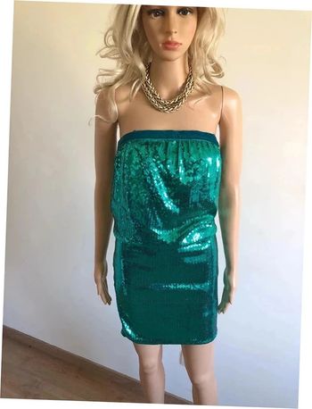 Robe bustier verte neuve en sequins Naf Naf taille S
