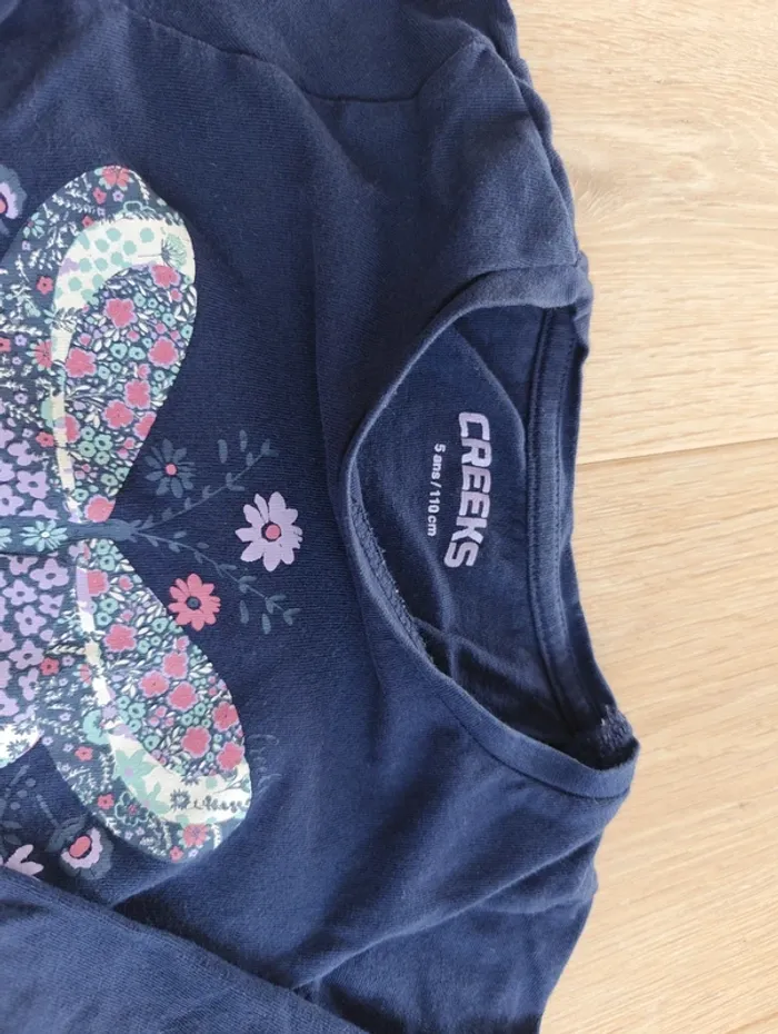 Joli T-shirt papillon bleu marine Creeks - photo numéro 4