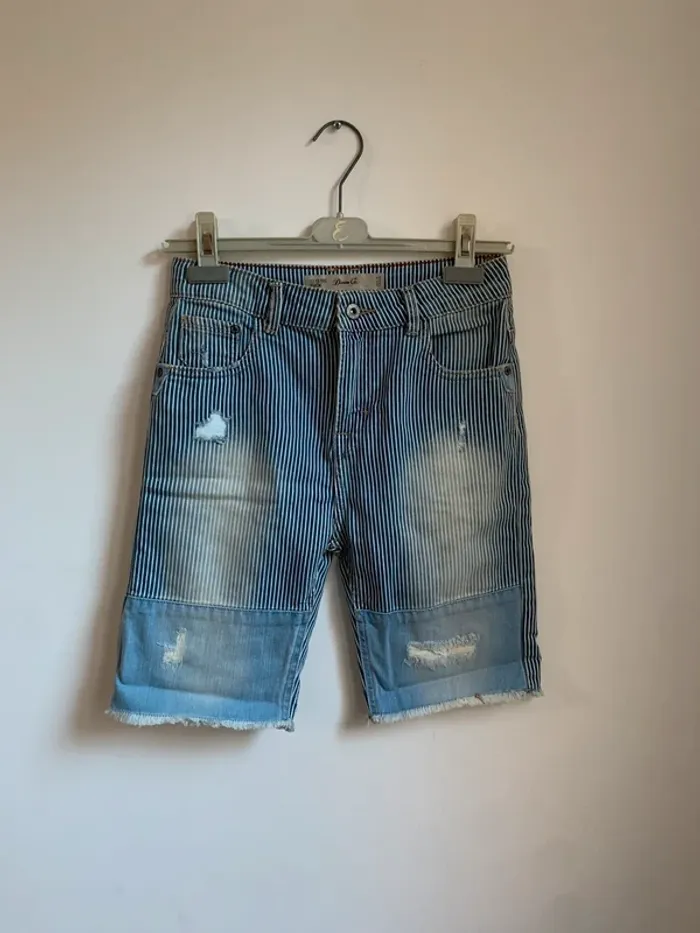 Short en jean rayé style usé – Denim Co – 12/13 ans