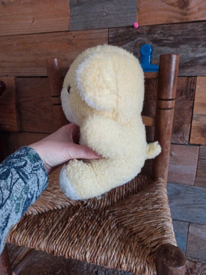Peluche ours  jaune hochet  vintage Ajena BE - photo numéro 5