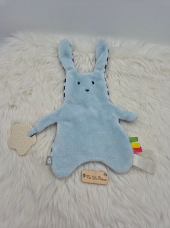 Doudou plat lapin bleu Rayé Oxybul