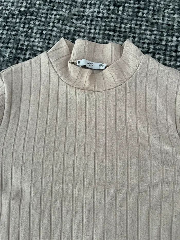 TEE shirt moulant beige mango S - photo numéro 4