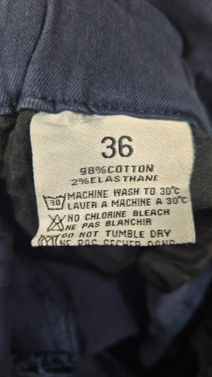 Pantalon Taille Haute Bleu Femme – Ceinture à Nouer – T36 – A18 - photo numéro 4