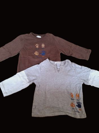 Lot 2 t-shirts manches longues Okaidi/Obaibi 12 mois