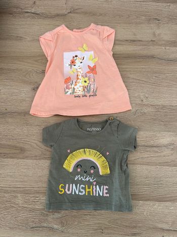 Lot 2 t-shirts manches courtes bébé fille taille 3 mois In extenso