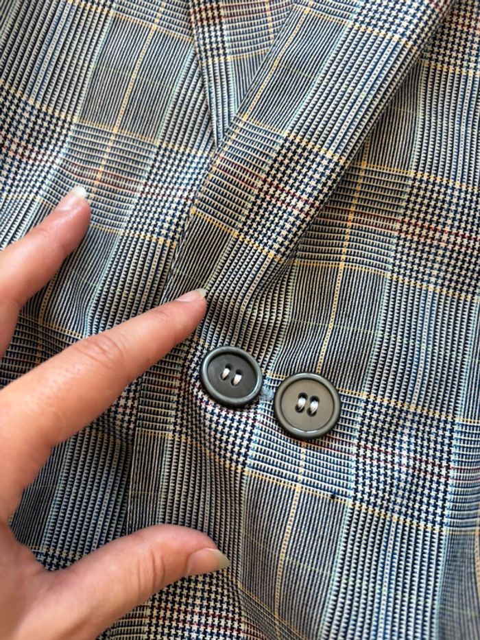 Veste blazer motif prince de galle carreaux gris noir Weinberg Paris vintage 90s taille L/XL - photo numéro 4