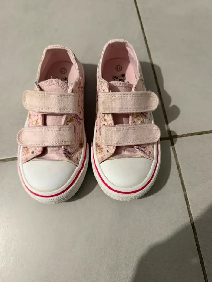 Baskets à scratch  fille rose pâle taille 25 motif licorne - photo numéro 2