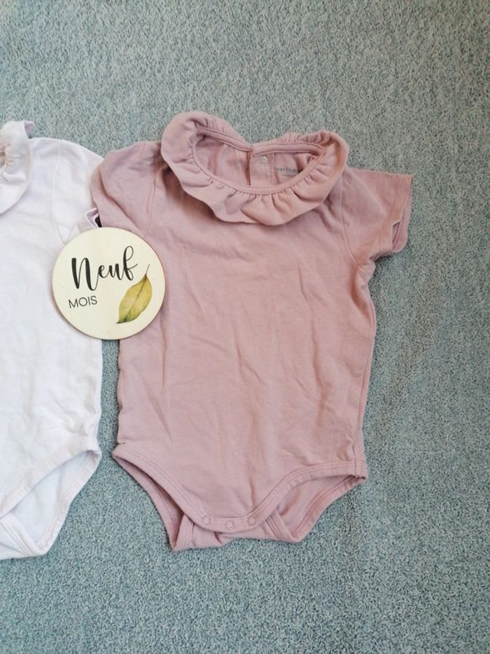 Lot 2 bodies manche courte 9 mois - photo numéro 3