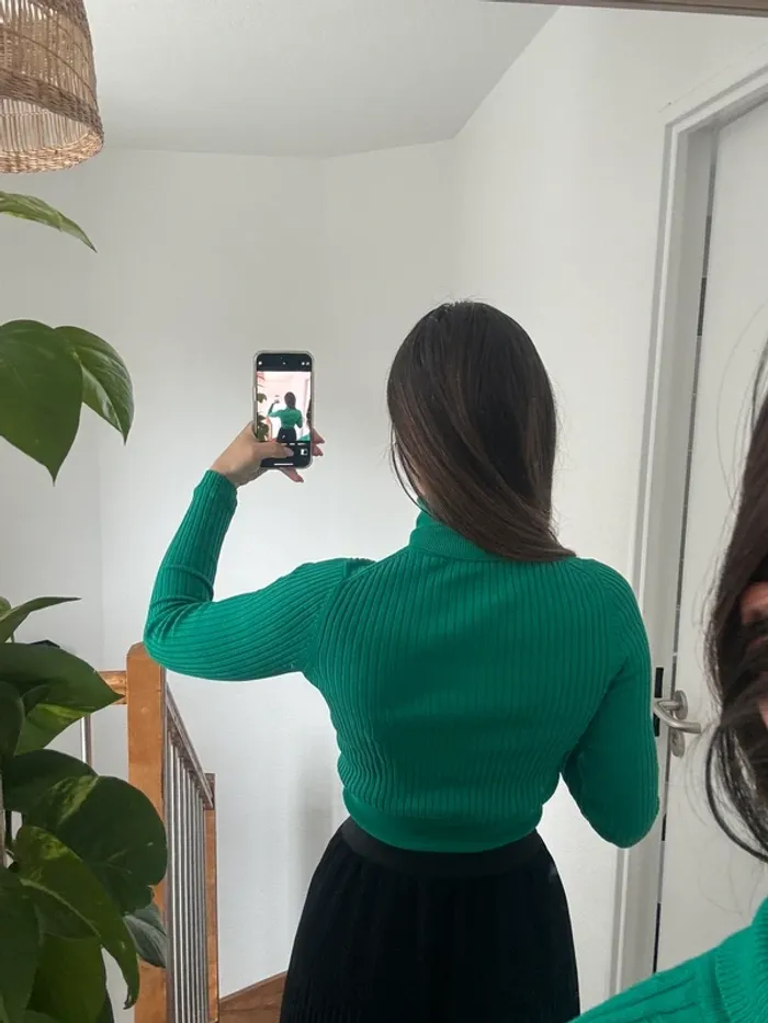 Col roulé vert Zara - photo numéro 4