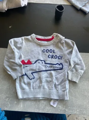 Pull gris crocodile 6-9mois - primark