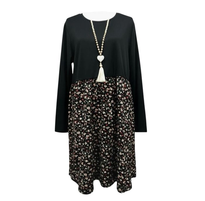 🌷 Robe chic patchwork floral noire grande taille T48 – automne/hiver🌷 - photo numéro 8