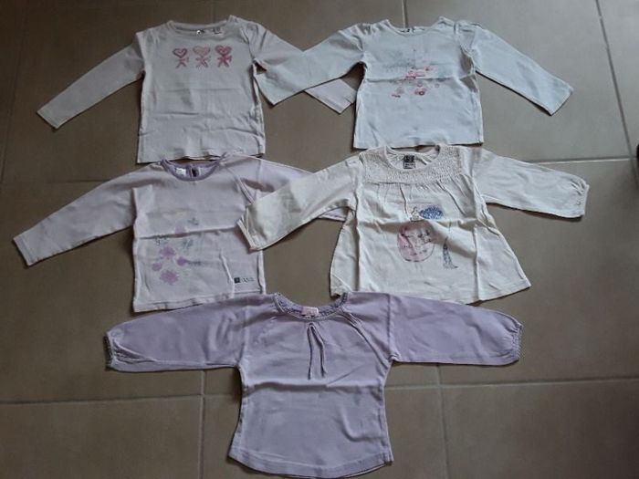 Lot 5 t-shirts ML tons de rose / parme